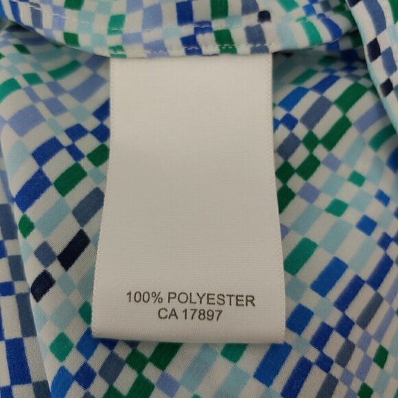 BANANA REPUBLIC Blue & green cropped sleeves half button down blouse - Picture 8 of 12